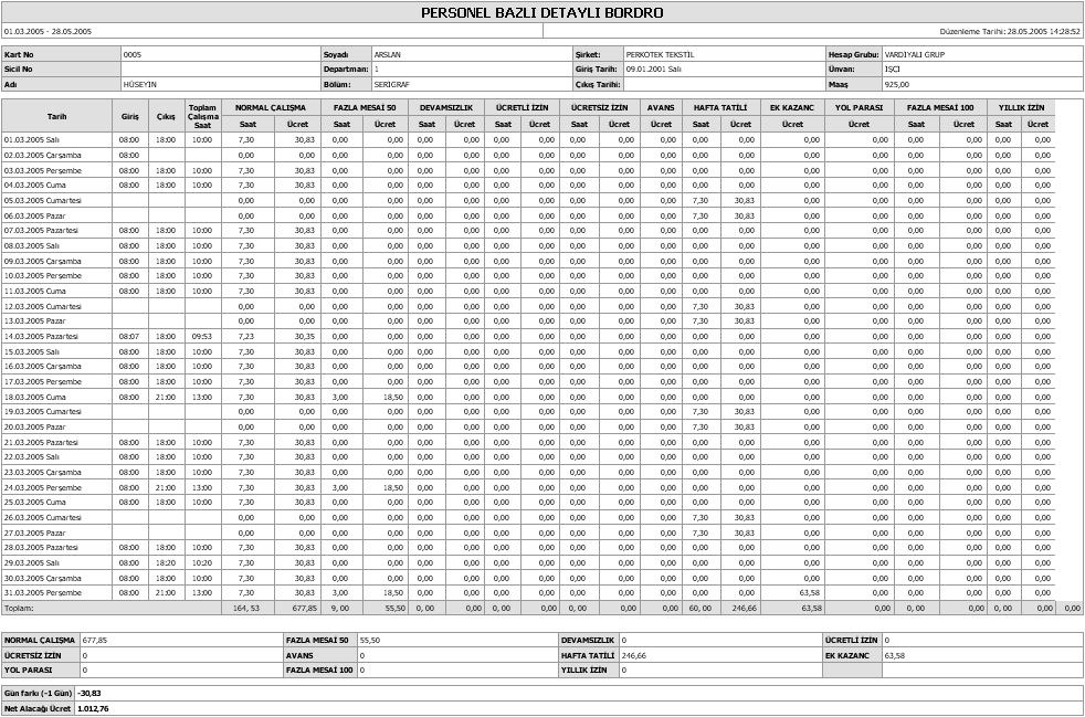 Perkotek Personel Takip Program�