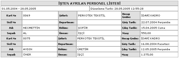 Perkotek Personel Takip Program�